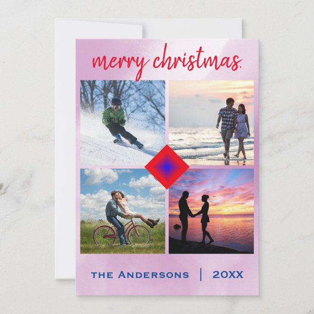 Christmas Family Photo Candy Cane Heart Invitation (Front)