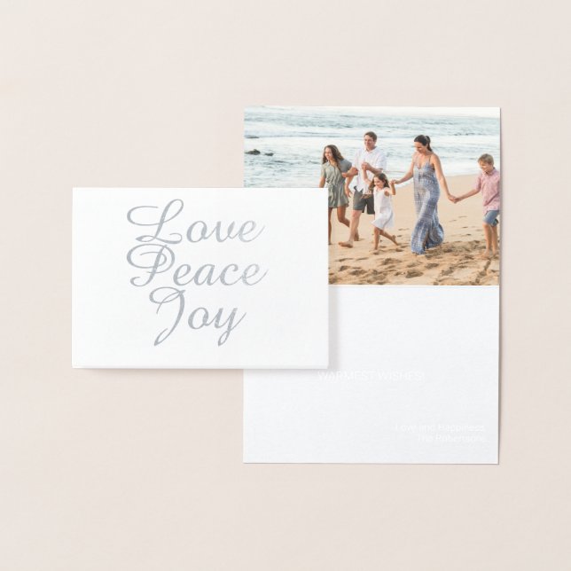 CHRISTMAS FAMILY PHOTO CARD PEACE LOVE FOIL MINI (Display)