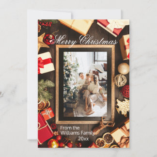 Christmas Family Photo Chalk Board Frame Invitation
