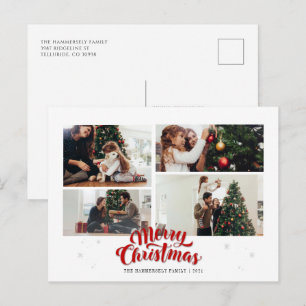 Christmas Family Photo Collage Holiday Postcard