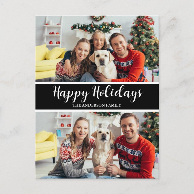 Christmas Family Photo Collage  Holiday Postcard (Front)