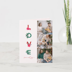 Christmas Family Photo Collage   Love Peace Joy  Holiday Card