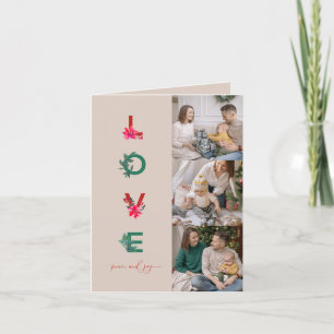 Christmas Family Photo Collage   Love Peace Joy Holiday Card