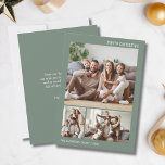 Christmas Family Photo Collage Sage Green Minimal Holiday Card<br><div class="desc">Celebrate the season with simple elegance using this Minimalist Family Photo Collage Holiday Card. Designed with space for three favourite family photos on the front and a custom message on the back, this card blends modern style with personal charm. A perfect way to send warm holiday wishes and showcase your...</div>