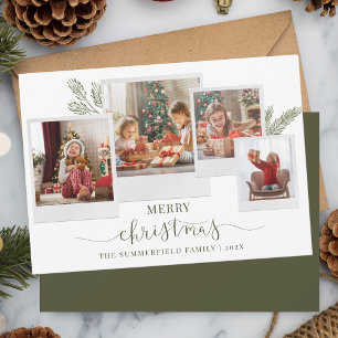 Christmas Family Photo Collage Script Modern Holiday Card