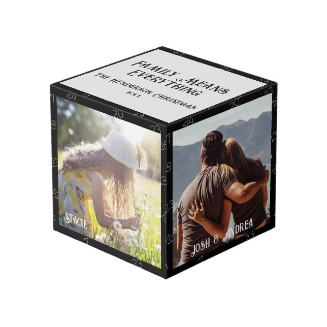 Christmas Family Photo Cube 4 Photo's, Countdown (Front Angled)