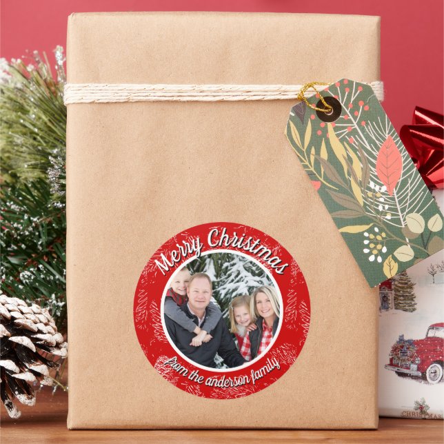 Christmas Family Photo Gift Label Stickers (Holiday)