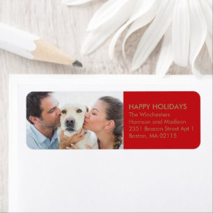 Christmas family photo gold red custom modern