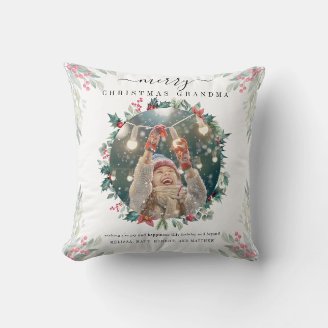 Christmas Family Photo Grandma Keepsake Cushion (Front)