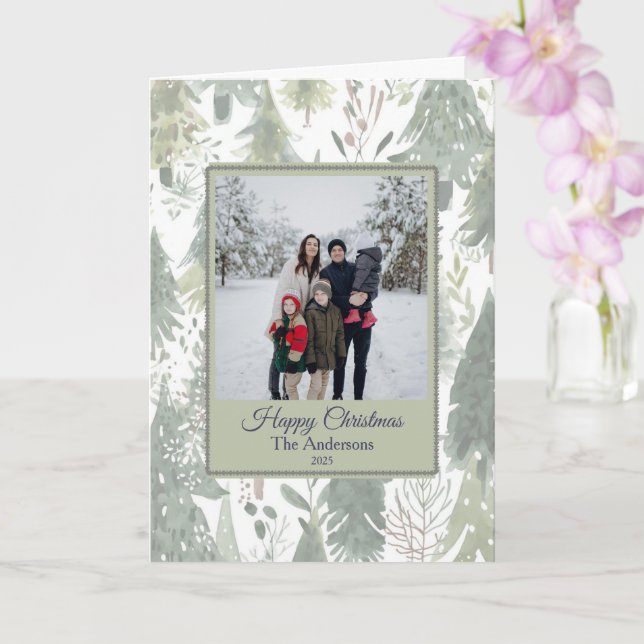 Christmas Family Photo Greeting Card (Orchid)