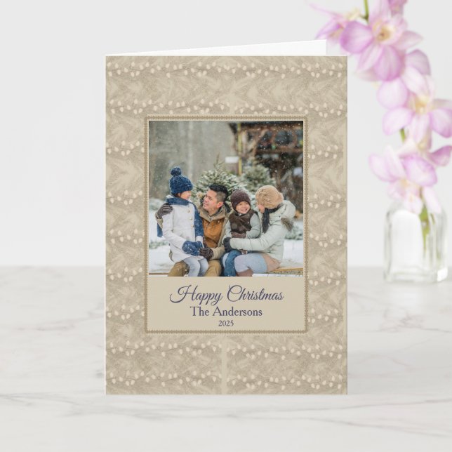 Christmas Family Photo Greeting Card (Orchid)