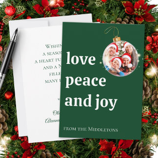 Christmas Family Photo Love Peace Joy Holiday Card