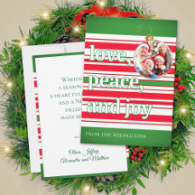 Christmas Family Photo Love Peace Joy Holiday Card