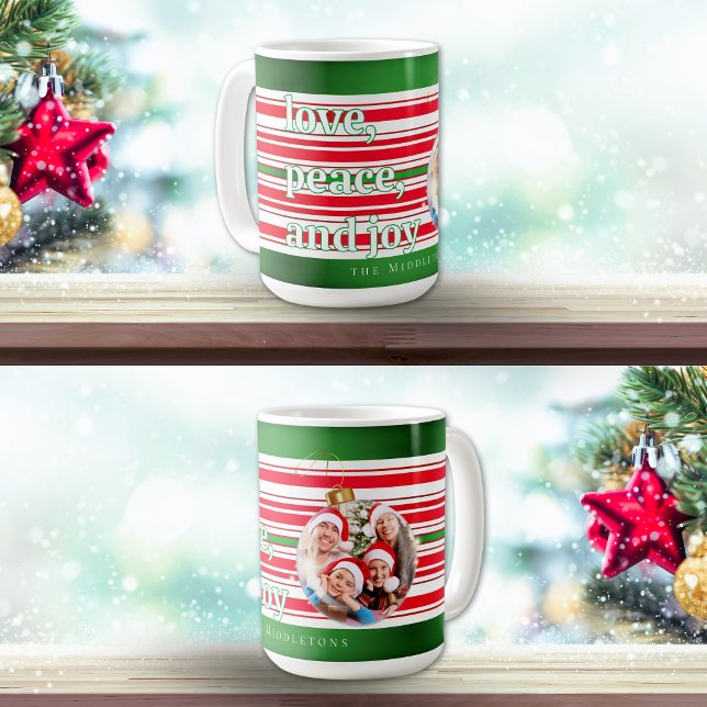 Christmas Family Photo Love Peace Joy Holiday Coffee Mug (Creator Uploaded)