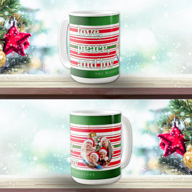 Christmas Family Photo Love Peace Joy Holiday Coffee Mug | Zazzle