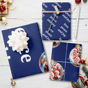 Christmas Family Photo Love Peace Joy Holiday Wrapping Paper Sheet