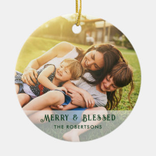 Christmas Family Photo Modern Holiday Keepsake Ceramic Tree Decoration