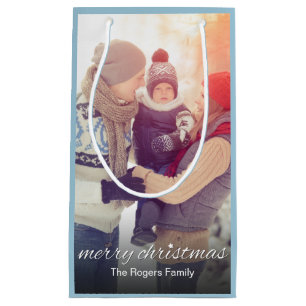 Christmas Family Photo Simple Personalised Small Gift Bag