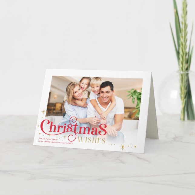 CHRISTMAS FAMILY PHOTO stylish modern typography Holiday Card (Front)