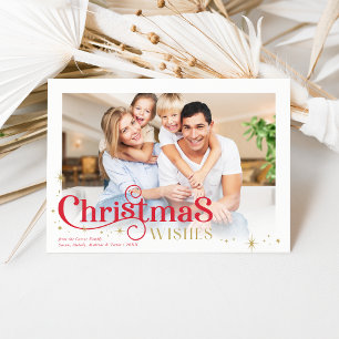 CHRISTMAS FAMILY PHOTO stylish modern typography Holiday Card