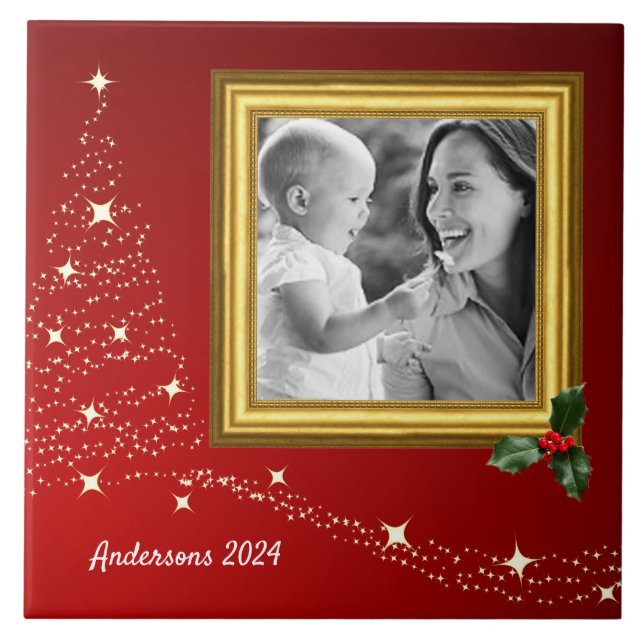 Christmas Family Photo Tile / personalised (Front)