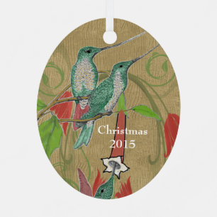 Christmas Family Photo Vintage Hummingbirds Metal Tree Decoration