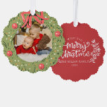 Christmas family Photo Watercolor Wreath Family Tree Decoration Card<br><div class="desc">Christmas family Photo Watercolor Wreath Family</div>