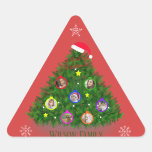 Christmas family photos Tree on Triangle Sticker