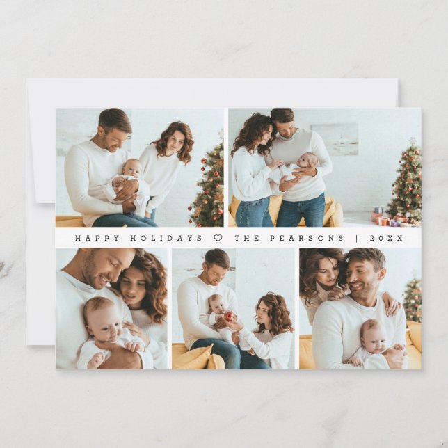 Christmas Family Photoshoot Collage Happy Holidays Holiday Card (Front)