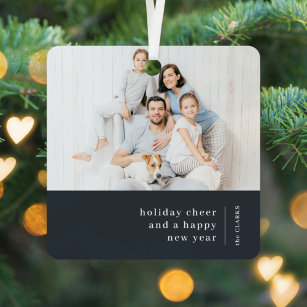 Christmas Family Portrait   Minimal Charcoal Grey Metal Tree Decoration