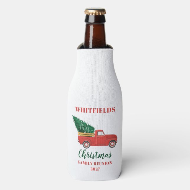 Christmas Family Reunion Annual Party Custom Bottle Cooler (Bottle Front)