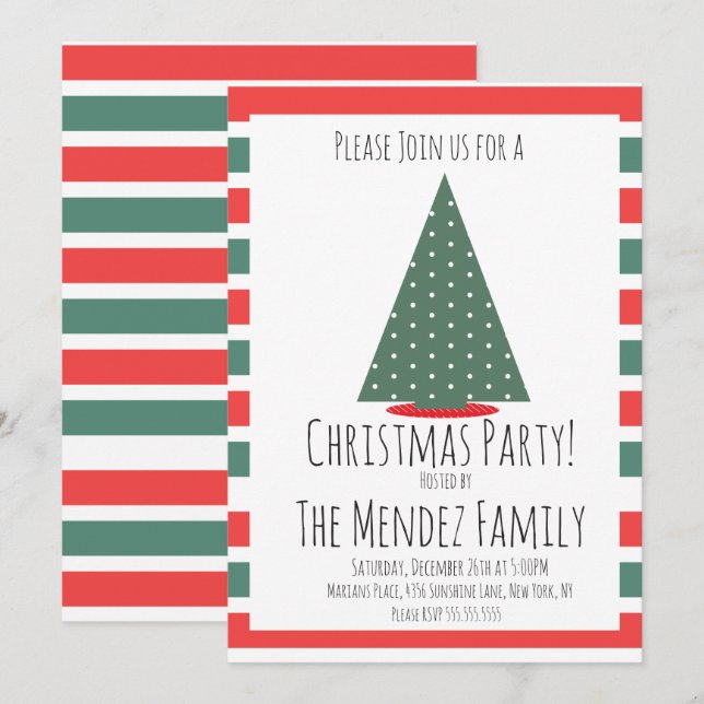 Christmas Family Reunion Christmas Tree Party Invitation (Front/Back)