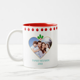Christmas Family Reunion, Heart & Holly Berry Two-Tone Coffee Mug