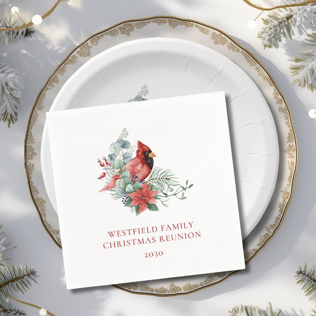 Christmas Family Reunion Red Cardinal Paper Napkin (Christmas Family Reunion Red Cardinal Party Paper Napkin)