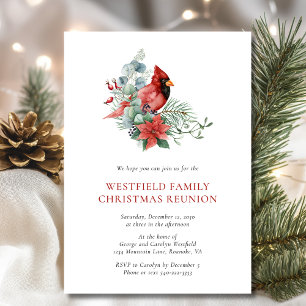 Christmas Family Reunion Red Cardinal Party Invitation