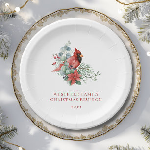 Christmas Family Reunion Red Cardinal Party Paper Plate