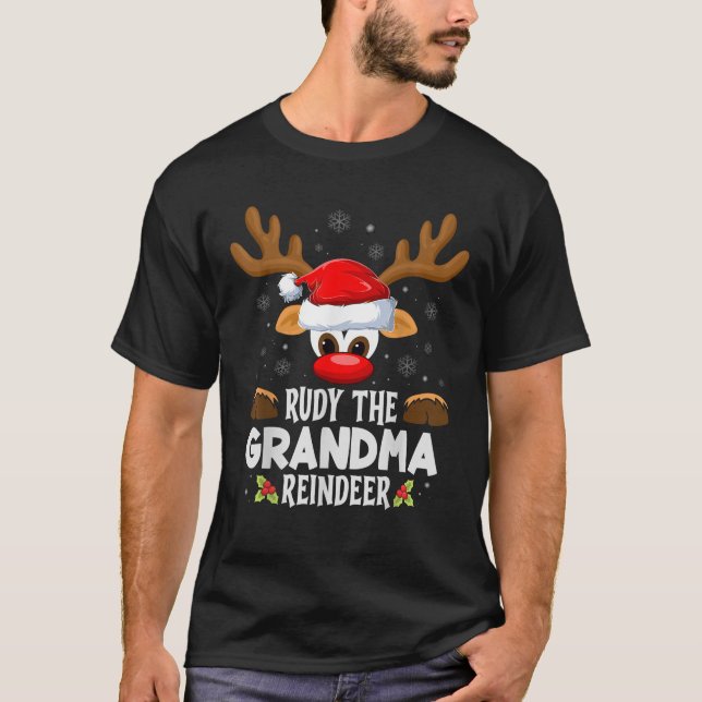 Christmas Family Rudy The Grandma Reindeer PJS  T-Shirt (Front)