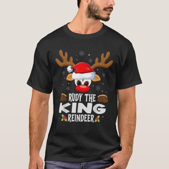 Christmas Family Rudy The King Reindeer PJS  T-Shirt (Front)