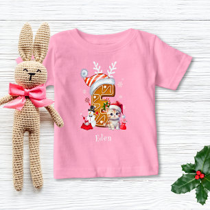 Christmas Family Santa Gingerbread Letter E Girl Baby T-Shirt
