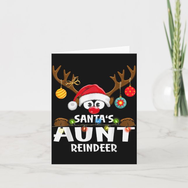 Christmas Family Santa's Aunt Reindeer Pajama  Card (Front)