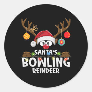 Christmas Family Santa's Bowling Reindeer Pajama Classic Round Sticker