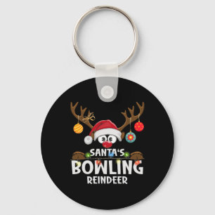 Christmas Family Santa's Bowling Reindeer Pajama Key Ring
