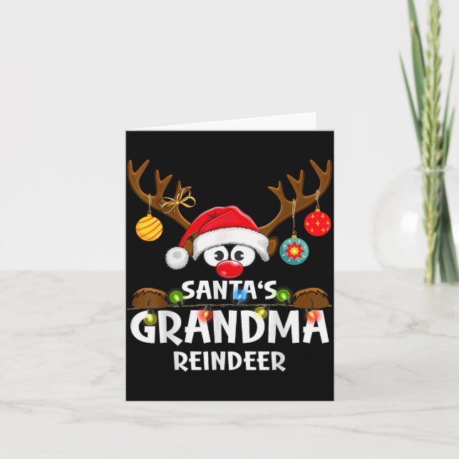 Christmas Family Santa's Grandma Reindeer Pajama  Card (Front)