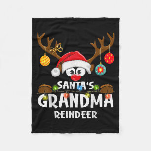 Christmas Family Santa's Grandma Reindeer Pajama Fleece Blanket