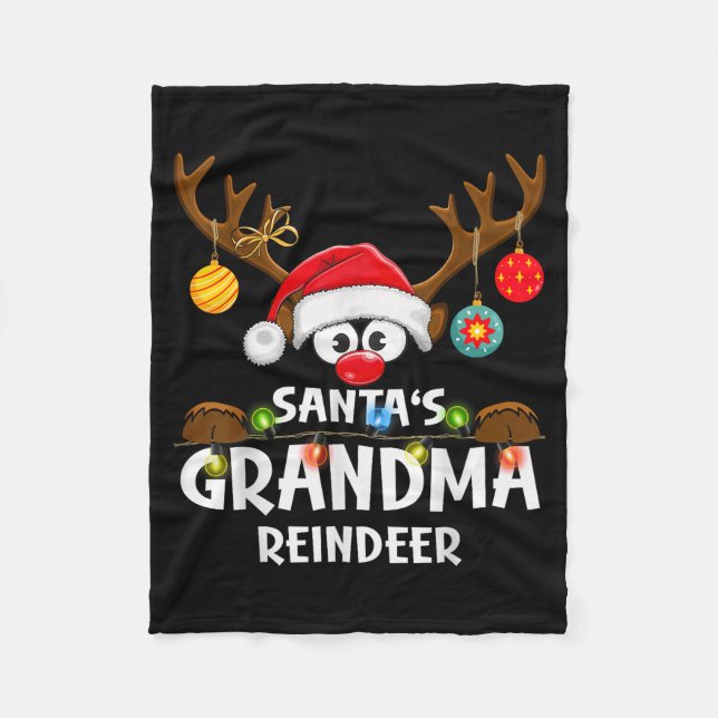Christmas Family Santa's Grandma Reindeer Pajama  Fleece Blanket (Front)