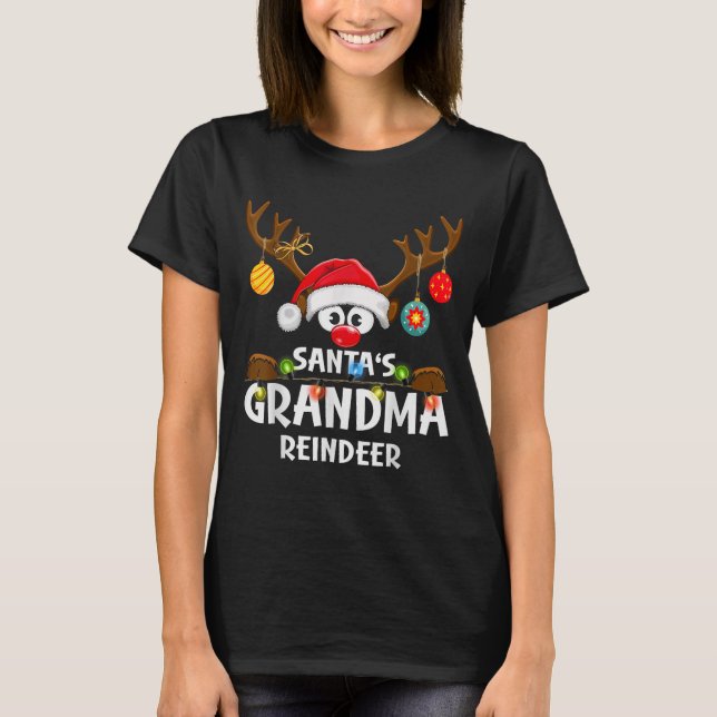 Christmas Family Santa's Grandma Reindeer Pajama  T-Shirt (Front)