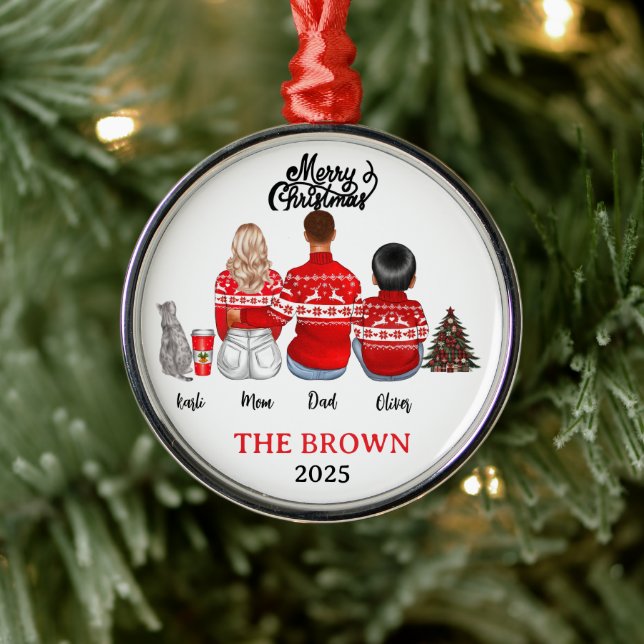 Christmas Family Sticker | Festive Holiday Label  Metal Tree Decoration (Tree)