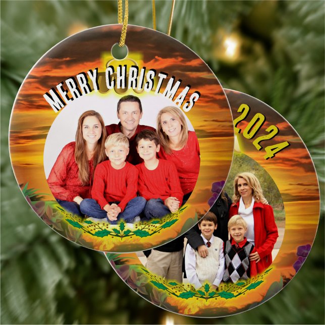 Christmas Family Sunset 2584 Ceramic Tree Decoration (Creator Uploaded)