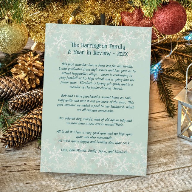 Christmas Family Update Letter Snowflakes Card (Creator Uploaded)