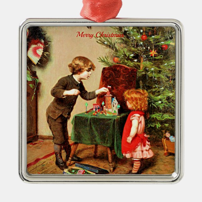 Christmas, famous painting by Felix Ehrlich Metal Tree Decoration (Front)